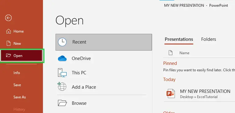 Open Existing File Create Powerpoint Presentation