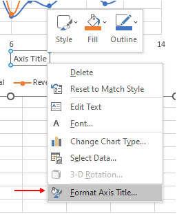 Right-click the axis title
