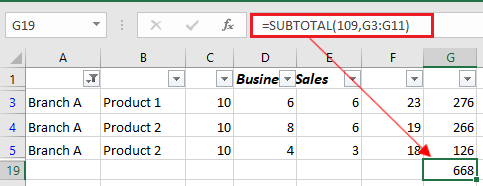 Excel Subtotal Sum Function 109