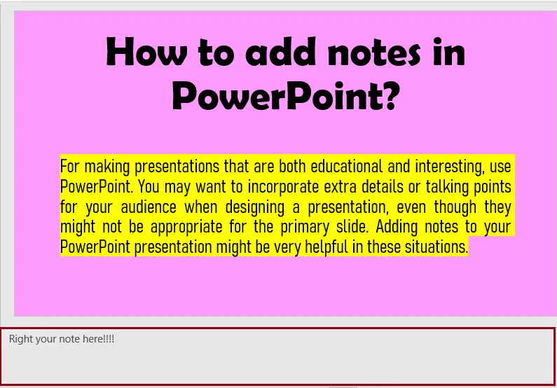 adding a note in powerpoint