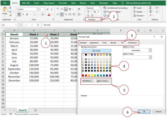 Fill Color Shortcut in Excel Using a Number Format