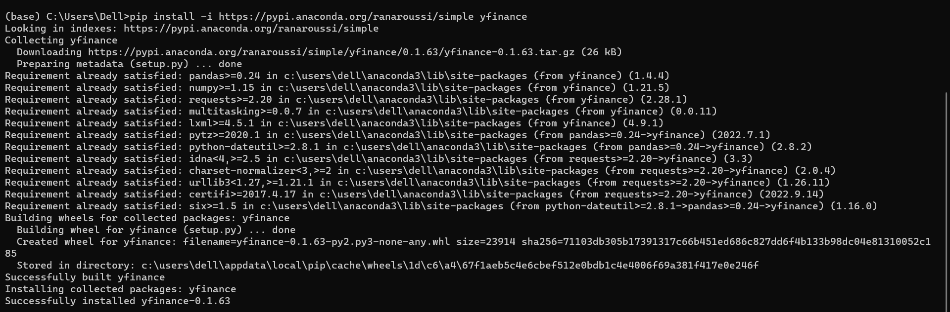 Anaconda Modulenotfounderror no module named yfinance
