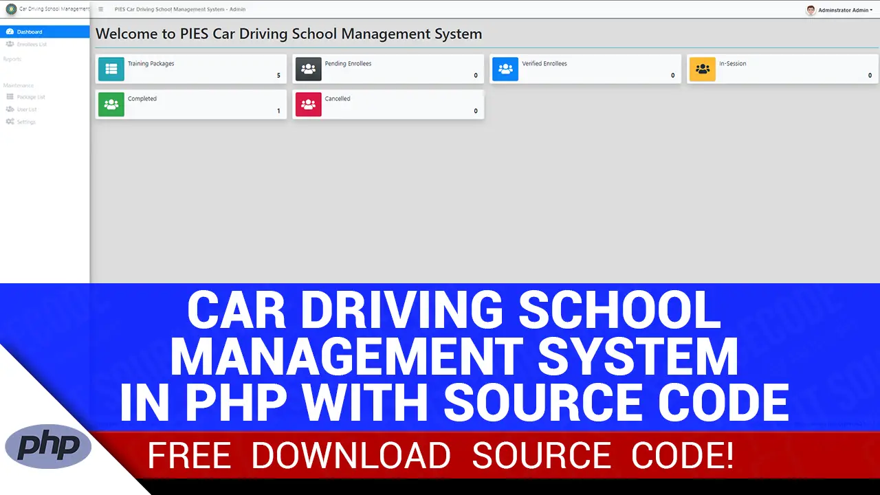 Car Driving School Management System in PHP with Source Code