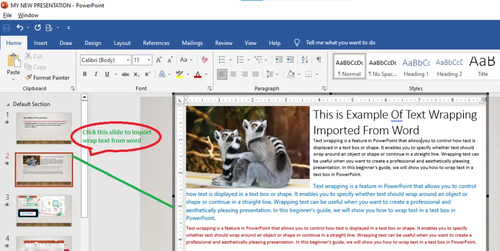 Click this slide to import wrap text