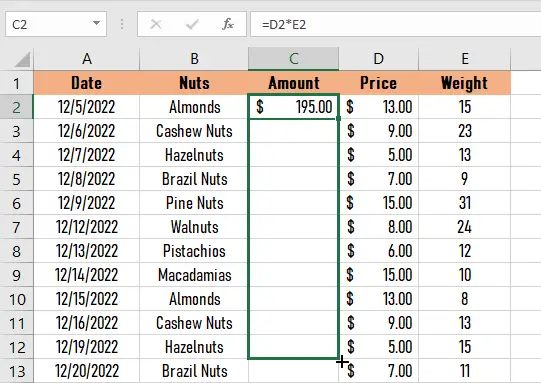 Drag Autofill Handle - How To Calculate Weighted Average In Excel Pivot Table