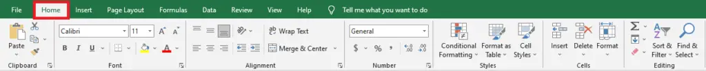 Excel Home Tab