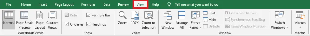 Excel View Tab