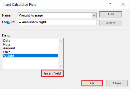 Insert Calculated Field Dialog Box - How To Calculate Weighted Average In Excel Pivot Table