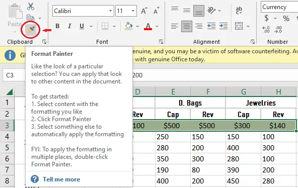 Shortcut Of Format Painter In Excel Keyboard Shortcut