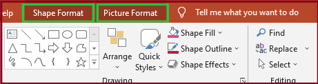 Shape Format and Picture Format tab