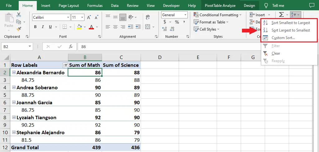 Sort Options Value - How To Sort A Pivot Table In Excel By Labels And Values