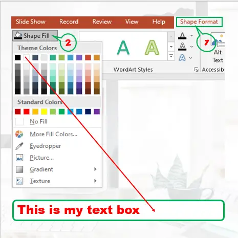 Text box color