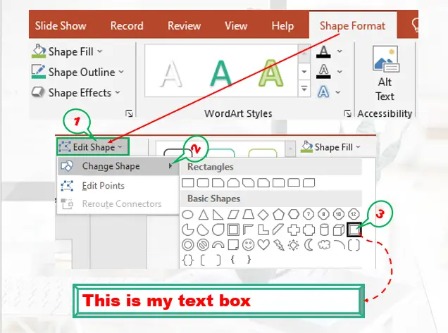 Text box shape in powerpoint