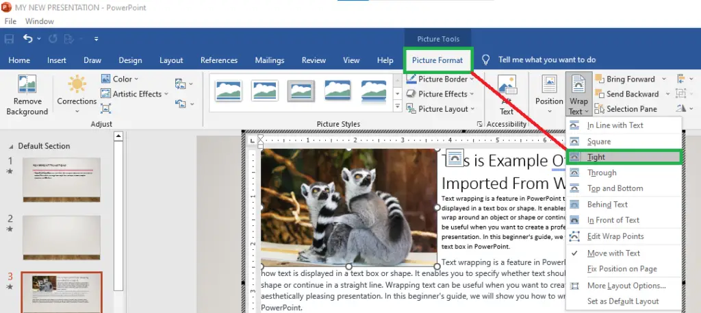 Tight Text wrapping from MS Word