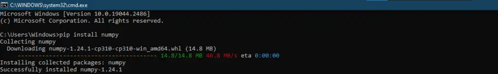 pip install numpy