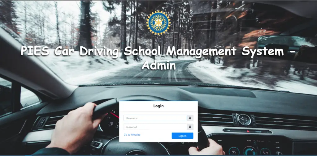 Login Page Car Driving School Management System in PHP