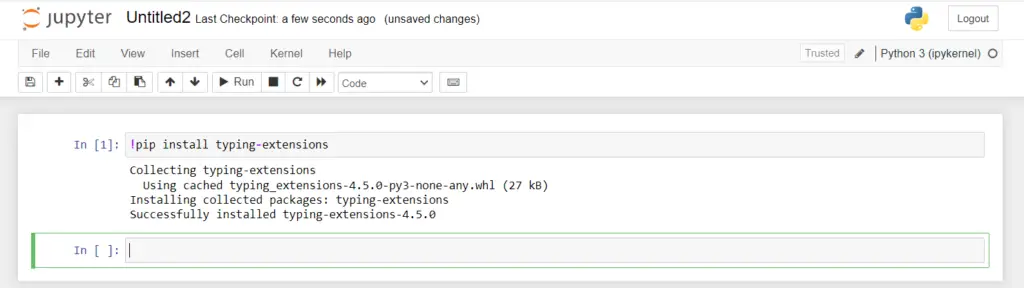 Jupyter Notebook Modulenotfounderror: no module named typing_extensions 
