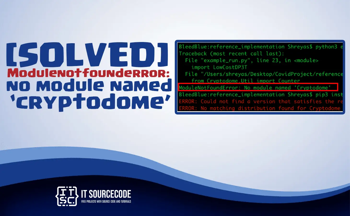 modulenotfounderror no module named cryptodome