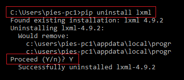 pip uninstall lxml - Modulenotfounderror no module named lxml [SOLVED]