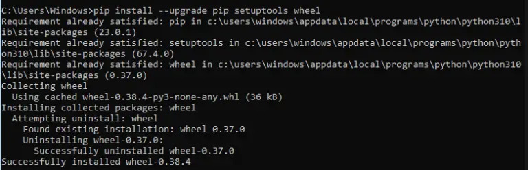 update pip setuptools and wheel