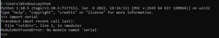 Modulenotfounderror no module named serial