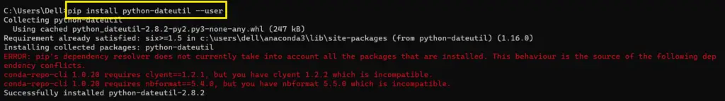 install error python dateutil for Modulenotfounderror no module named 'python-dateutil'
