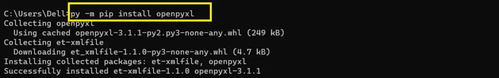 install py openpyxl Modulenotfounderror no module named 'openpyxl'