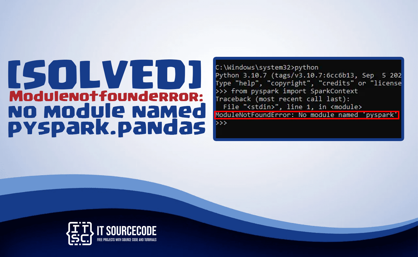modulenotfounderror no module named 'pyspark.pandas'