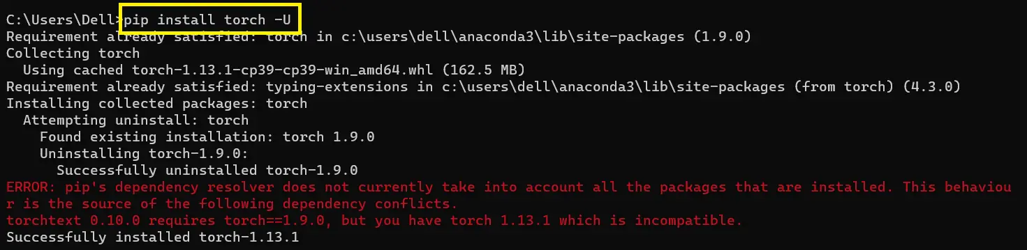 pip install torch attributeerror module 'torch._c' has no attribute '_cuda_setdevice'