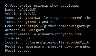 pip show pyautogui -Modulenotfounderror: no module named 'pyautogui' [SOLVED]