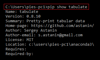 pip show tabulate - Modulenotfounderror no module named tabulate [SOLVED]