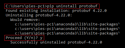 pip uninstall protobuf - Modulenotfounderror: no module named 'google.protobuf'
