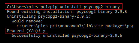 pip uninstall psycopg2-binary