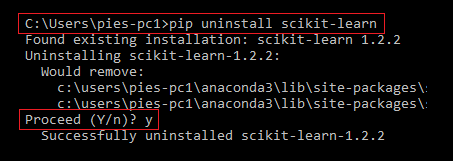 pip uninstall scikit-learn - modulenotfounderror: no module named 'sklearn.linear_model.logistic'