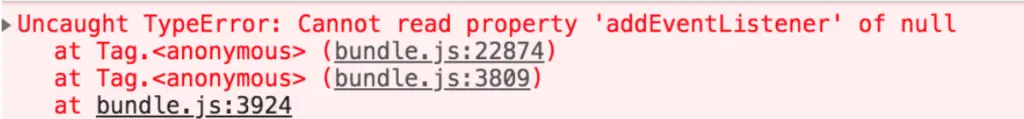 error message Uncaught typeerror: cannot read property 'addeventlistener' of null