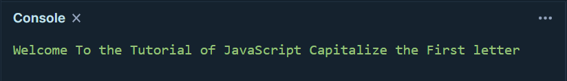 First Letter Capital In Javascript