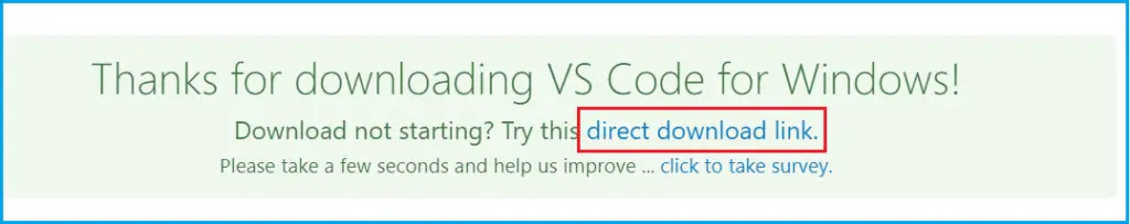 Download the Visual Studio Code for Windows.