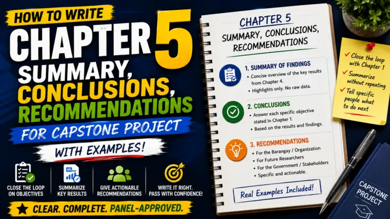 How to write Chapter 5 Recommendations and Conclusion for capstone project