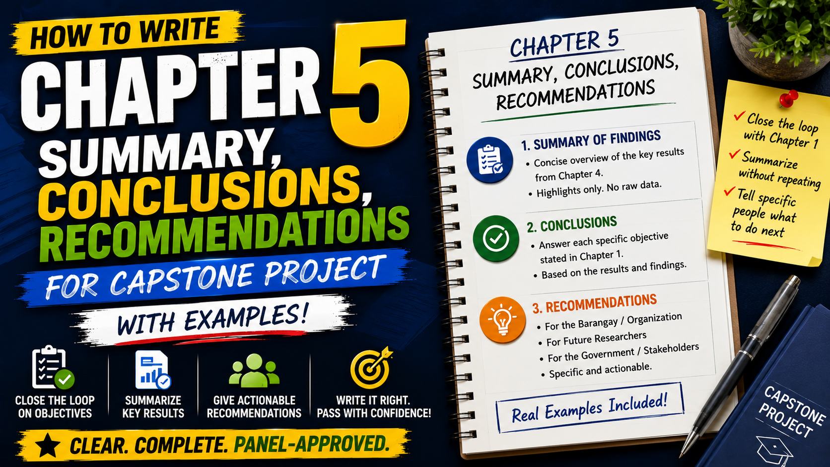 How to write Chapter 5 Recommendations and Conclusion for capstone project