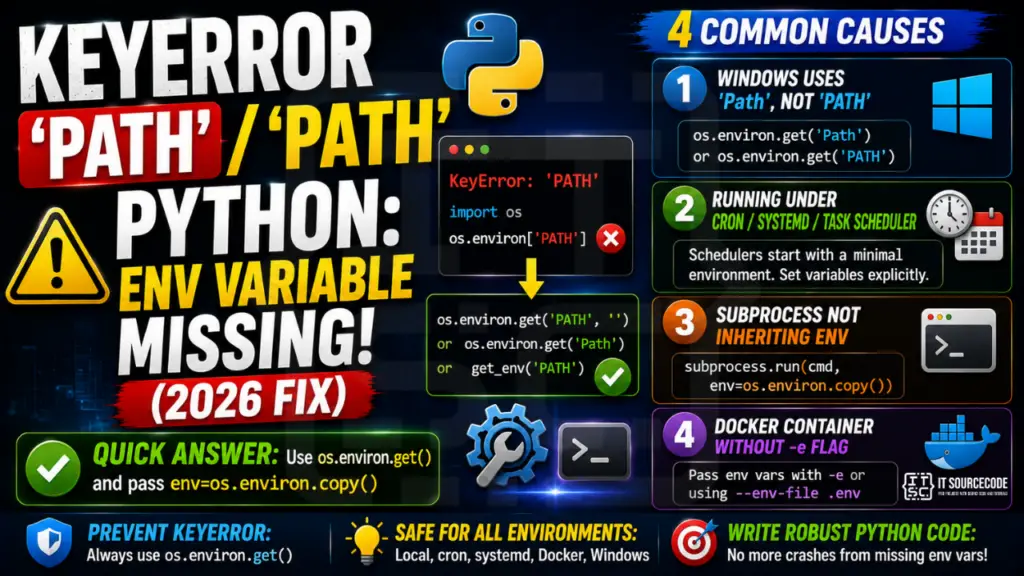 KeyError 'pip' 'PATH' Python Env Variable Missing (2026)