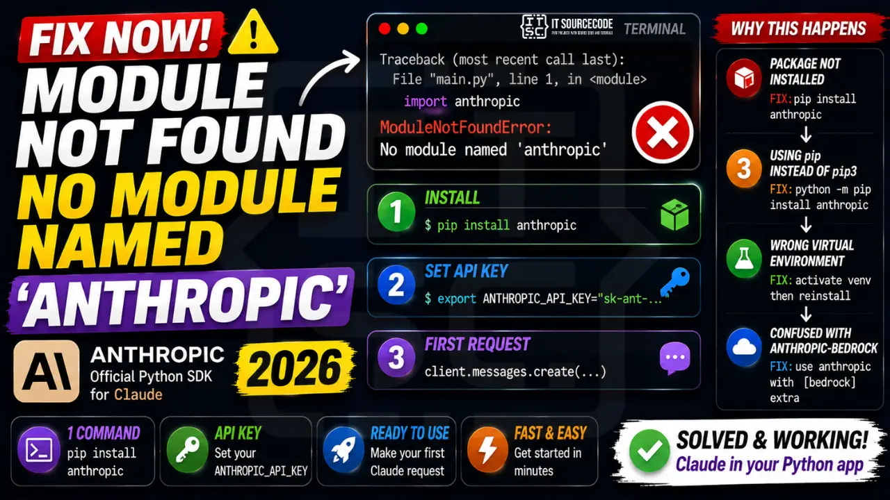 ModuleNotFoundError No Module Named 'anthropic' (2026)