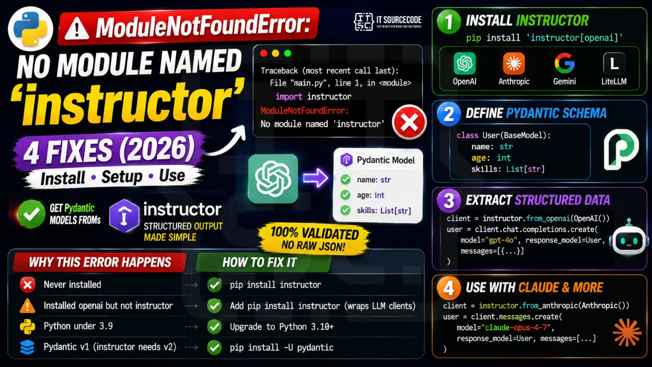 ModuleNotFoundError No Module Named 'instructor' (2026)