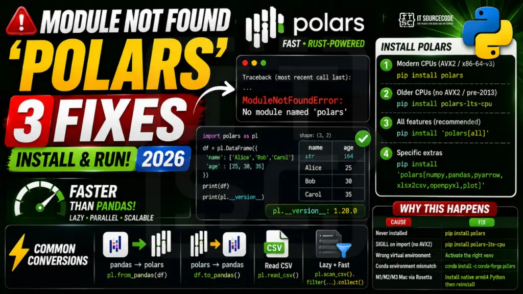 ModuleNotFoundError No Module Named 'polars' (2026)