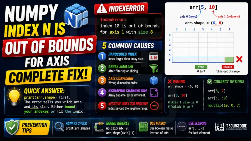NumPy index N is out of bounds for axis Complete Fix