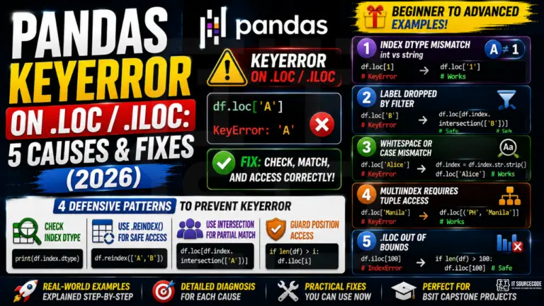 Pandas KeyError on .loc .iloc 5 Causes & Fixes (2026)