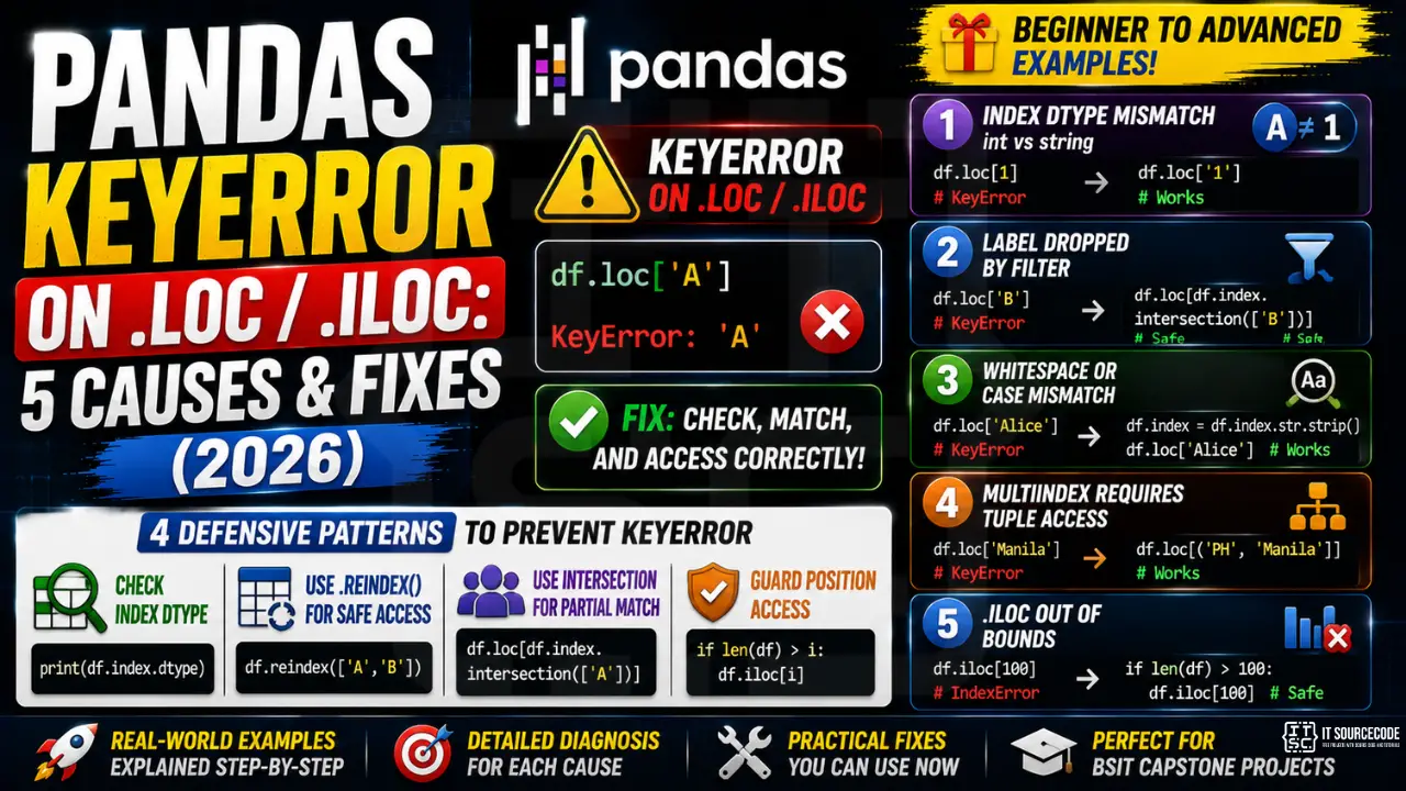 Pandas KeyError on .loc .iloc 5 Causes & Fixes (2026)