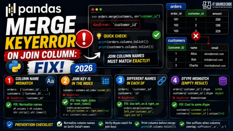 Pandas merge KeyError on Join Column Fix (2026)