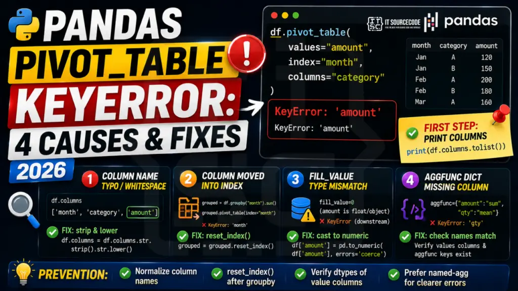 Pandas pivot_table KeyError 4 Causes & Fixes (2026)