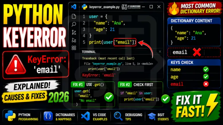Python KeyError · 7 Causes & Fixes · 2026