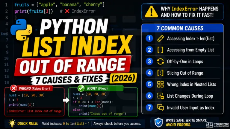 Python List Index Out of Range, 7 Causes & Fixes (2026)